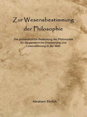 cover image of Zur Wesensbestimmung der Philosophie